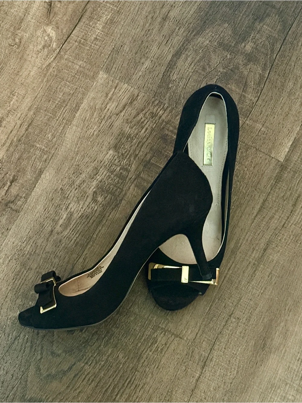 Black Women's Dress Pumps with Gold Accent 8.5 Leather and Suede